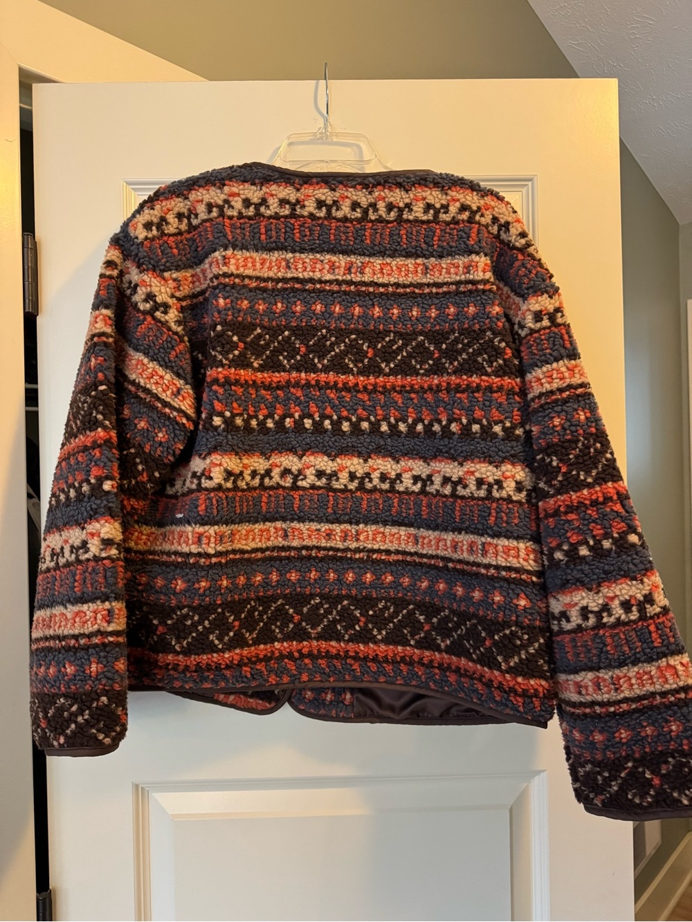 Cider Multicolor Bouclé Zip-Front Cardigan Jacket - Navy, Rust & Cream - Picture 4 of 4